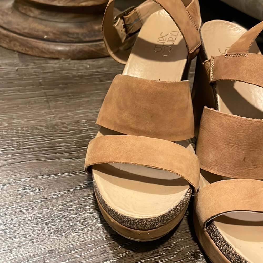 Franco Sarto Tan Strappy Fiona Wedge Sandals - Picture 2 of 8
